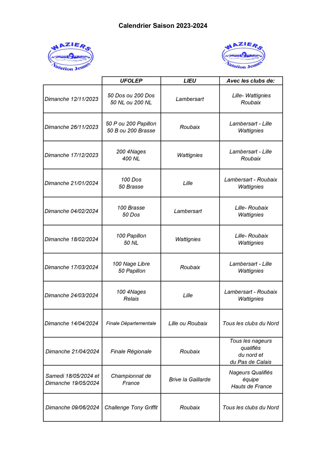 Calendrier wnj 2023 2024