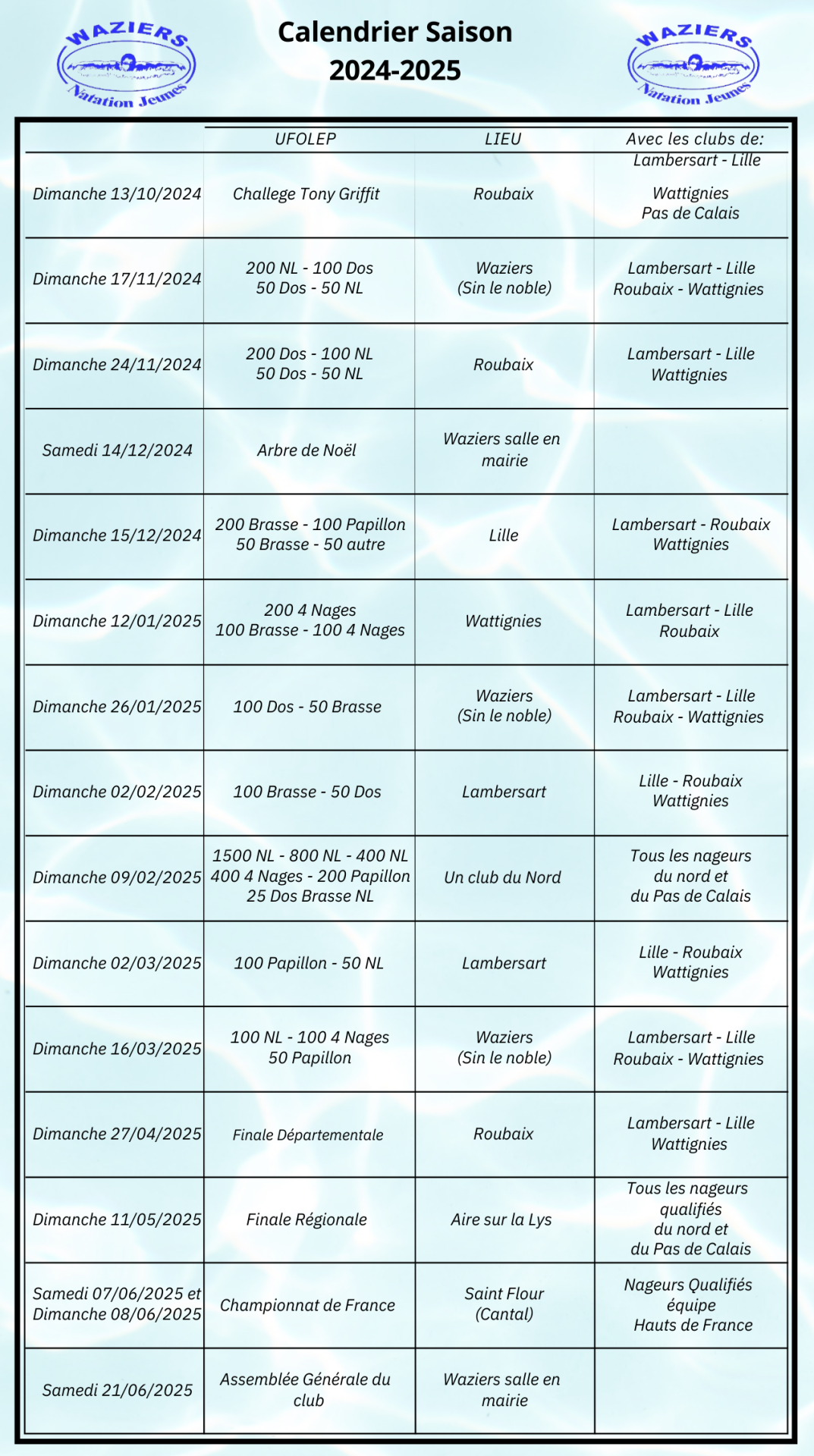 Calendrier wnj 2024 2025 pdf